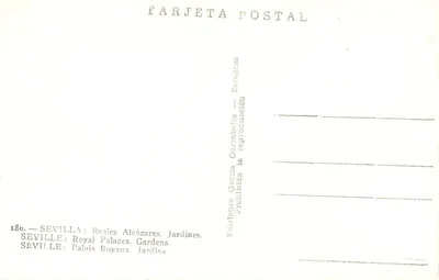 Sevilla — Pałace Królewskie. Ogrody — Wydawnictwo García Garrabella, n° 180 — Rewers