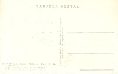 Pałac Królewski w Alcázares — Patio de las Doncellas — Wydawnictwo García Garrabella, Sewilla — Rewers