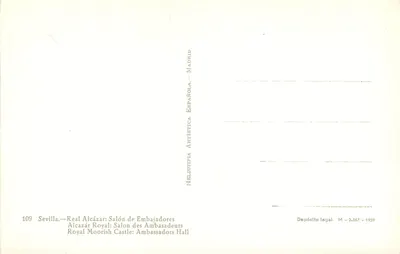 Sevilha — Alcáçar Real: Salão dos Embaixadores — Heliotipa Artística Española, Madrid — Verso