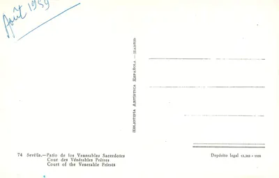 Sevilha — Pátio dos Veneráveis Padres — Bibliotipa Artística — Madrid — Verso
