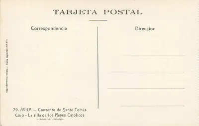 Ávila — Convento de Santo Tomás — A cadeira dos Reis Católicos — Verso
