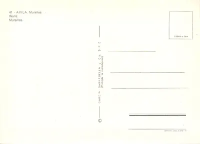 Muralhas de Ávila — Ávila, Espanha — Garcia Garrabella y Cia. S.R.C. n°41 — Verso