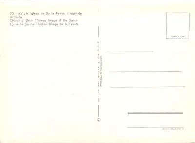 Avila - Katedra św. Teresy — wydawca Garcia Garrabella & Cia. S.R.C. — Rewers