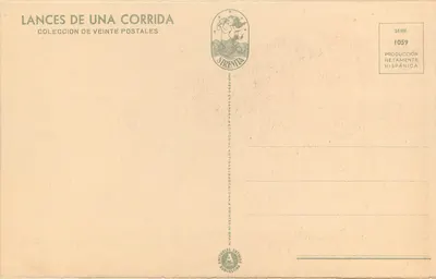 Torre y torero — escena de corrida — editor Sirenia, serie 1059 — Reverso