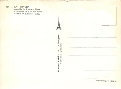 La Coruña — Avenida de Linares Rivas — Edições J.M. Zaragoza — Verso
