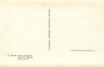 Madryt — Plac Hiszpanii — Heliotipia Artística — Rewers