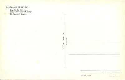 Santuário de Loyola — Capela de São José — J. Echezarreta — Verso