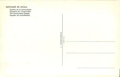 Santuário de Loyola — Capela da Imaculada — J. Echezarreta — Verso