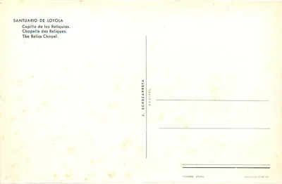 Santuário de Loyola — Capela das Relíquias — J. Echezarreta, Vitoria — Verso