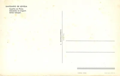 Santuário de Loyola — Capela em Prata — J. Echezarreta — Verso