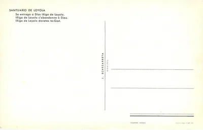 Santuário de Loyola — Estátua de São Inácio de Loyola — J. Echezarreta — Verso