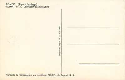 Typowa karczma — Rondel (Rondel) — Raymat, S.A. - Cervello (Barcelona) — Rewers