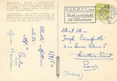 Kopenhaga - Børsen i Christiansborg Slot — widok z Havnegade — wydawca Dancoolor, nr 48 — Rewers