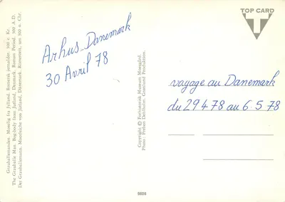 Möseleiche — Człowiek z Grauballe — wydawca TOP CARD, nr 9808 — Rewers