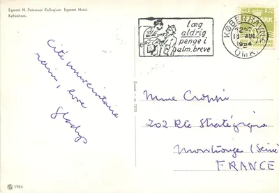 Wnętrze apartamentu w Kopenhadze — Tøjhus Museum i Radsund — wydawca Egmont Hotel, 1954 — Rewers