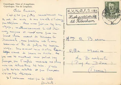 Sirena Kopenhagi — widok Langelinde — wydawca Rudolf Olsen, nr 9485 — Rewers