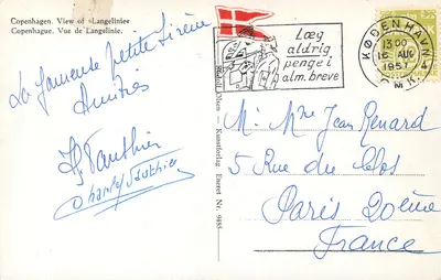A Pequena Sereia — vista da Langeline — editada por Hanley Duthier, n° 9485 — Verso