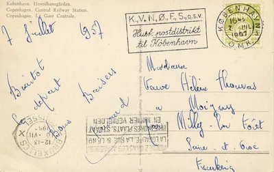 Kopenhaga. Hovedbanegården — Gare centrale — wydawca: K.V.N.Ø.F.S.O.S.V. — Rewers