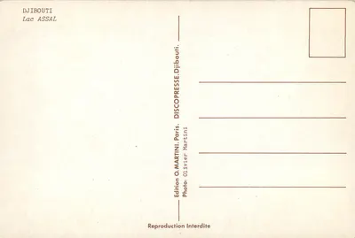 Lago Assal — Djibuti — Edição O. Martini, Paris — Verso