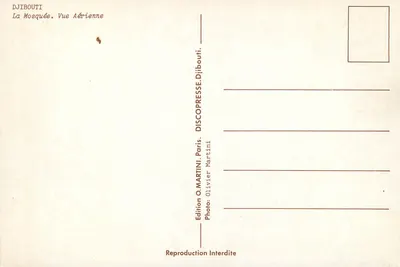 Djibuti — A Mesquita. Visão Aérea — Edição O. MARTINI, Paris — Verso