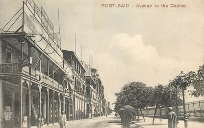 Port-Said - Avenida para o Cassino. — Editora: The Cairo Postcard Trust, série 600.