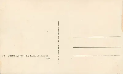 Port-Saïd — Estátua de Lesseps — LL — Verso