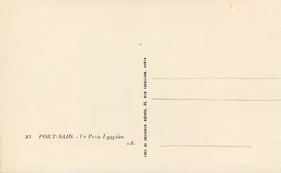 Port-Saïd - Główne Biuro Pocztowe — wydawca L.L. n°83 — Rewers