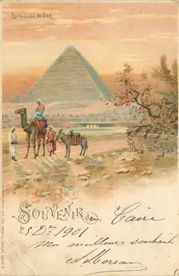 Les Pyramides de Gizeh — Souvenir de Caire — W. HADELBERG ART GES BERLIN 35960 DESS.3