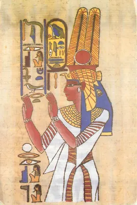 Representação da rainha Néfertari — esposa de Ramsés II (1292-1225 a.C.) — mural do templo de Hathor em Abu Simbel — editor Lambelet & Landrock Art Publishers, Egito