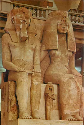 Amenophis III et sa femme Teyé — XVIIIe Dynastie — Éditeur Lehner & Landrocks, n° 273