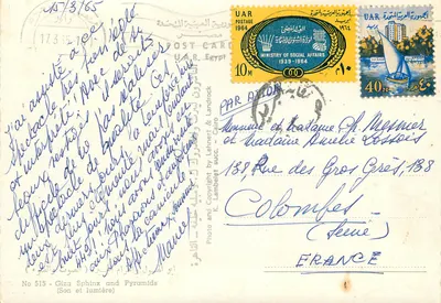 Gizeh - Esfinge e pirâmides — edição K. Lambelet succ. - n° 515 — Verso