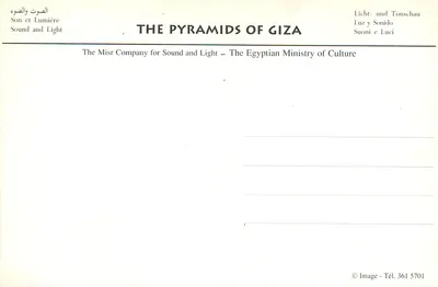 Piramidy w Gizie — Spektakl dźwiękowy i świetlny — Wydawnictwo The Misr Company for Sound and Light — Rewers