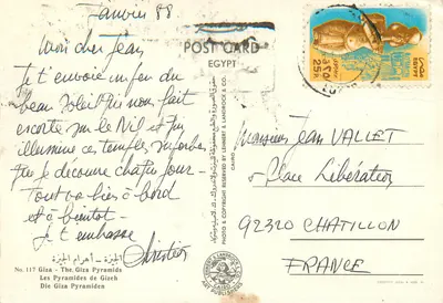 As Pirâmides de Gizé — Egito — editor Lehner & Landrock & Co. n° 117 — Verso