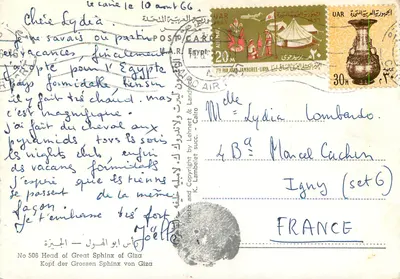 Cabeça do Grande Esfinge de Gizé — Editora K. Lambelet & Cie, n° 508 — Verso