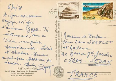 Giza - Vista perto das Pirâmides — Editor Lehner & Landrock, n° 69 — Verso