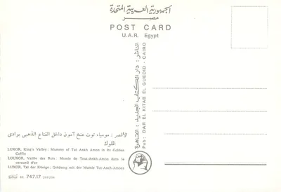 Tut-Ankh-Amon — Momia de Tut Ank apesar de seu Sarcófago Dourado — Dar El Guedid, Cairo — Verso