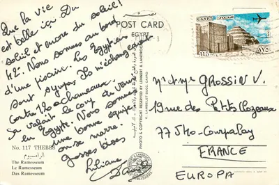 O Ramsesum — Tebas — editor K. Lambelet & Landrock, n° 117 — Verso