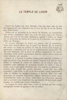 Świątynia Luxor (Egipt) — Zabytkowe Monumenty — Wydawca Cent-Portes, nr 13 — Rewers