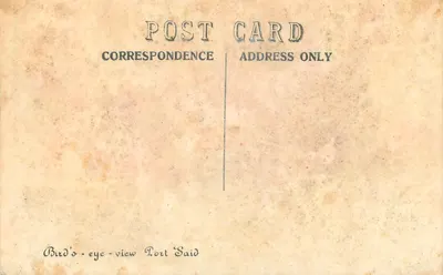Widok z lotu ptaka Port Said — Bird's-eye-view Port Said — wydawca nieznany — Rewers