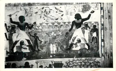 Tebas - Tumba de Nakhr - Pintura e estucagem 18ª Dinastia