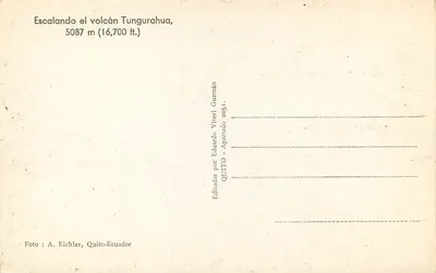 Wspinaczka na wulkan Tungurahua — wydane w Quito w 1951 roku — Rewers