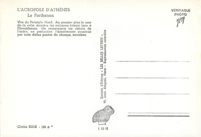 Akropol w Atenach — Partenon — Spółka Wydawnicza «Les Belles Lettres», Paryż — Rewers