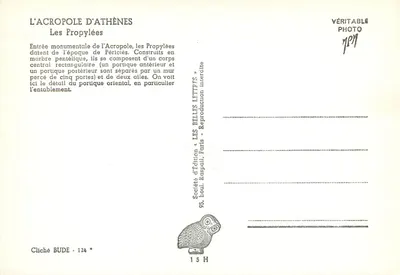 Akropolis w Atenach — Propylée — Towarzystwo wydawnicze «Les Belles Lettres», Paryż — Rewers
