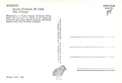 Cabeça de Higiene — Museu Nacional de Atenas, N° 3.602 — Sociedade de Edição « Les Belles Lettres » — Verso