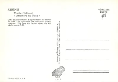 Atenas — Museu Nacional — Amfora de Pireu — Sociedade de Edição Les Bellfs Lettres, Paris — Verso