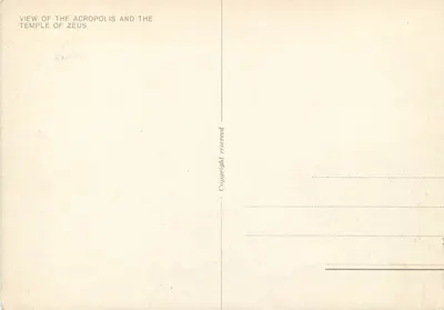 Ateny — Widok Akropolu i świątyni Zeusa — V.P. (wydawca) — Rewers