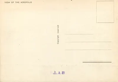 Akropolis w Atenach — widok panoramiczny — V.P. (wydawca) nr 123 — Rewers