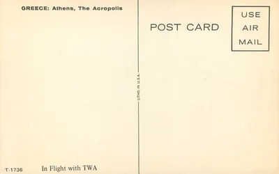 Ateny, Akropol — Lot z TWA — Litho. w USA T-1736 — Rewers