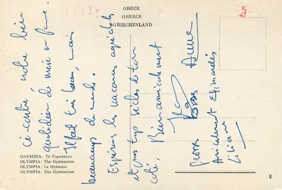 Olympia — Le Gymnase — Wydawca nieznany, nr 8 — Rewers