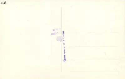 Cratère grego com figuras vermelhas — motivo de bailarina e guerreiro — editor desconhecido — Verso